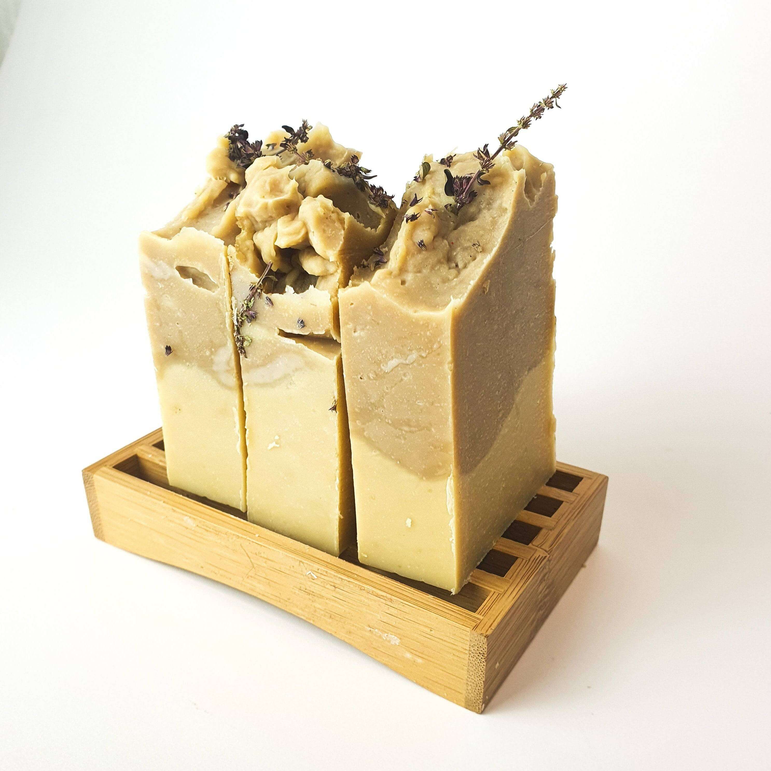 morka face soap, hand made, all natural, orange soap surrounded by almonds and turmeric.